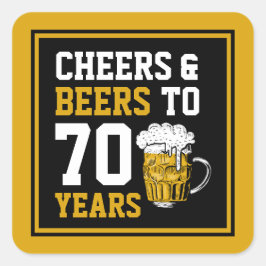 70誕生日応援&ビール70年おもしろい スクエアシール