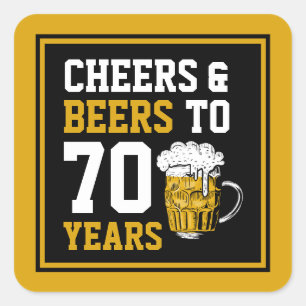 70誕生日応援&ビール70年おもしろい スクエアシール