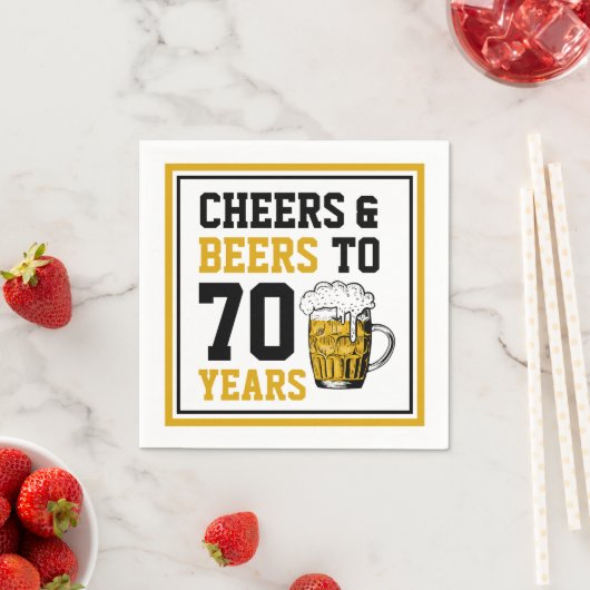 70誕生日応援&ビール70年おもしろい スタンダードカクテルナプキン (インサイチュ)