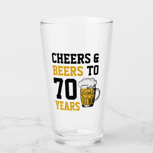 70誕生日応援&ビール70年おもしろい タンブラーグラス (正面)