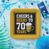 70誕生日応援&ビール70年おもしろい ペーパープレート (パーティー)