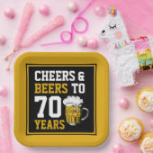 70誕生日応援&ビール70年おもしろい ペーパープレート (パーティー)