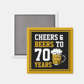 70誕生日応援&ビール70年おもしろい マグネット (正面/裏面)