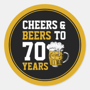 70誕生日応援&ビール70年おもしろい ラウンドシール