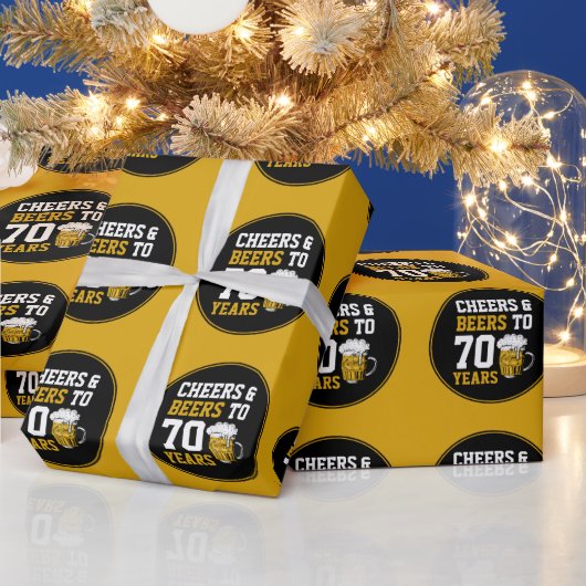 70誕生日応援&ビール70年おもしろい ラッピングペーパー (クリスマス)