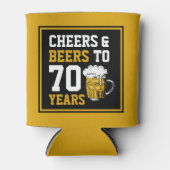 70誕生日応援&ビール70年おもしろい 缶クーラー (正面)