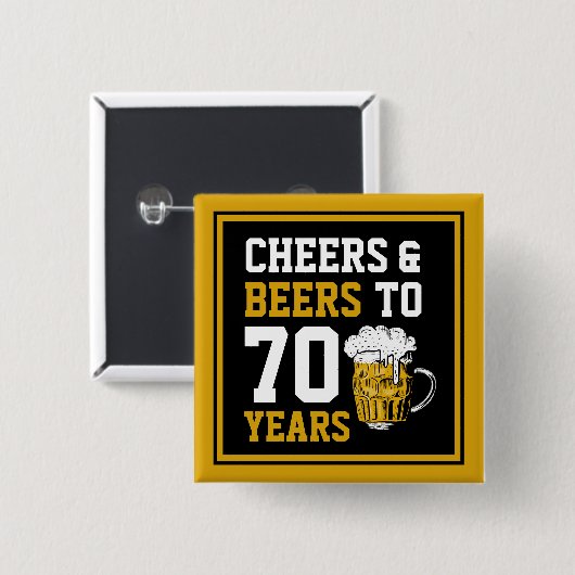 70誕生日応援&ビール70年おもしろい 缶バッジ (正面&裏面)