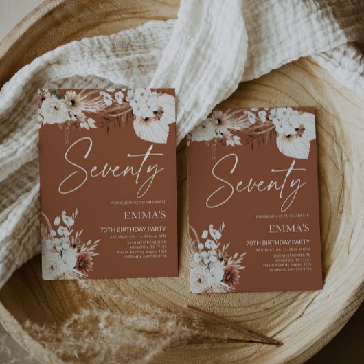 70誕生日招待状テラコッタボホパンパス 招待状