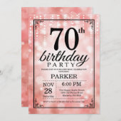 70誕生日招待状ピンクグリッター 招待状 (正面/裏面)