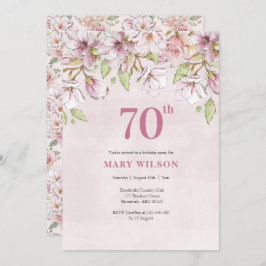 70誕生日招待状ピンクフローラ 招待状