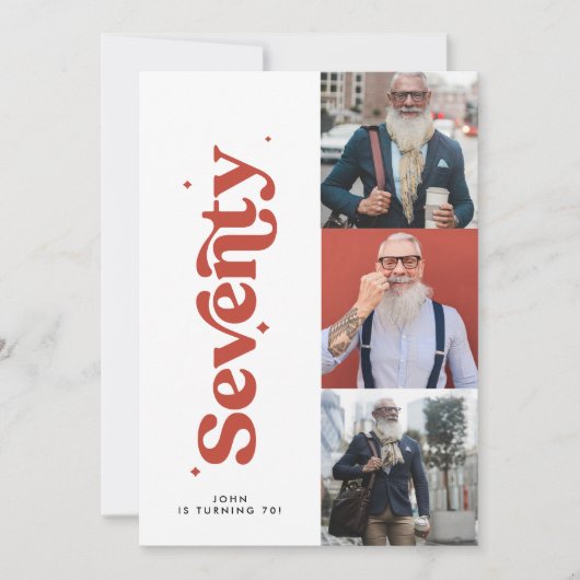 70誕生日招待状モダンミニマルシンプル写真 招待状 (正面)