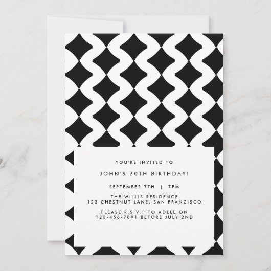 70誕生日招待状モダンミニマルシンプル写真 招待状 (裏面)