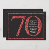 70誕生日招待状レッドグリッターシャルボード 招待状 (正面/裏面)