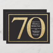 70誕生日招待状金ゴールドグリッターシャルボード 招待状 (正面/裏面)