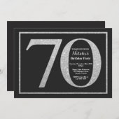 70誕生日招待状銀グリッターシャルボード 招待状 (正面/裏面)