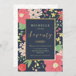 70誕生日招待状-エレガントフローラ-カスタム 招待状