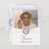 70誕生日招待状 – ラベンダーダマスクのサンプル インビテーションポストカード (正面/裏面)