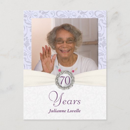 70誕生日招待状 – ラベンダーダマスクのサンプル インビテーションポストカード (正面)