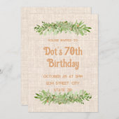 70誕生日招待状 – リネングリーンリーセブン 招待状 (正面/裏面)