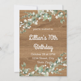 70誕生日招待状 – 緑素朴色 招待状