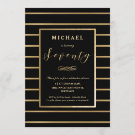 70誕生日招待状-金ゴールドエレガント, 招待状