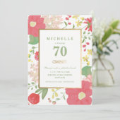 70誕生日招待状-金ゴールド、エレガントフローラ 招待状 (スタンド正面)