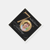 70誕生日書道エレガント黒金ゴールド写真 スタンダードカクテルナプキン (角)