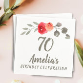 70誕生日水彩画バラフローラパーティー スタンダードカクテルナプキン