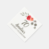 70誕生日水彩画バラフローラパーティー スタンダードカクテルナプキン (角)