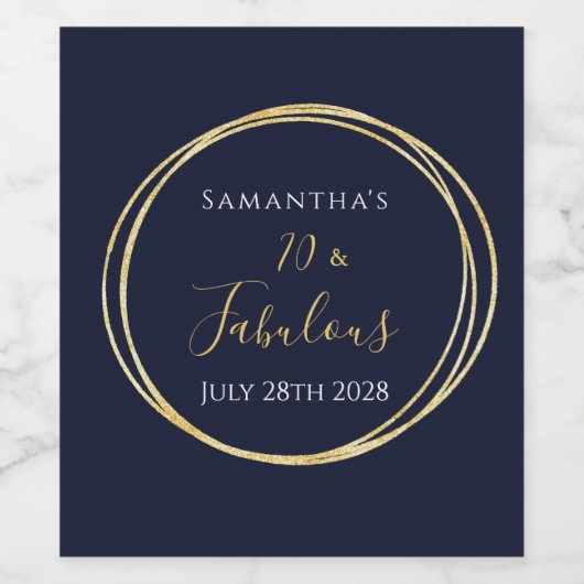 70誕生日海軍金ゴールド70と素晴らしいパーティー ワインラベル (シングルラベル)