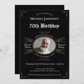 70誕生日熟年から完全黒金ゴールド教室 招待状 (正面/裏面)