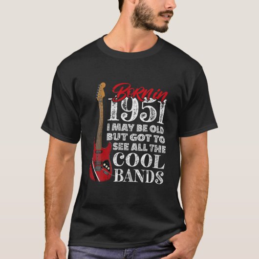 70誕生日生まれ- 1951年I Electric Guitar I R Tシャツ (正面)
