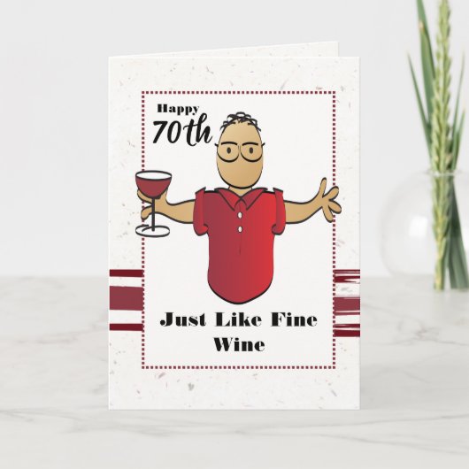 70誕生日男おもしろい漫画ワインことわざ カード (正面)