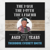 70誕生日男の伝説の写真 ワインラベル (シングルラベル)