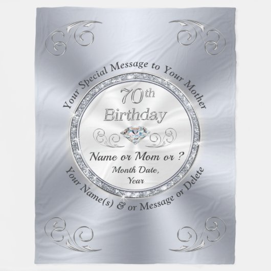 70誕生日目の女性向け贈り物、母、妻、ムーム フリースブランケット (正面)