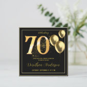 70誕生日祝の金ゴールド背面エレガント 招待状 (スタンド正面)
