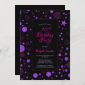 70誕生日紫と黒のパーティー 招待状 (正面/裏面)