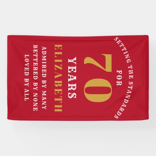 70誕生日規格Redおよび金ゴールドAdd Your Name 横断幕 (横)