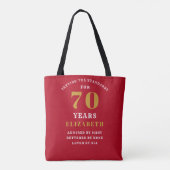 70誕生日規格Redと金ゴールドの名前の追加 トートバッグ (裏面)