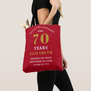 70誕生日規格Redと金ゴールドの名前の追加 トートバッグ