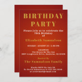 70誕生日設定基準レッドバースデーパーティー 招待状 (正面/裏面)