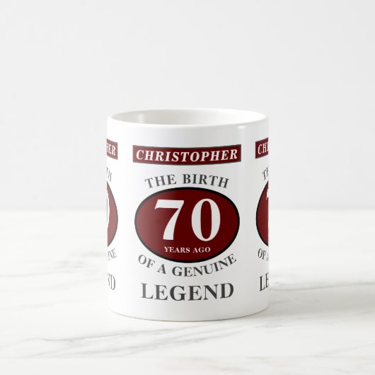 70誕生日赤い正規品の凡例あなたの名前を追加 コーヒーマグカップ (中央)