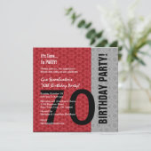 70誕生日赤モダン銀色D848 招待状 (スタンド正面)