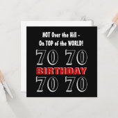 70誕生日赤モダン銀黒おもしろいW1029 カード (正面/裏面インサイチュ)