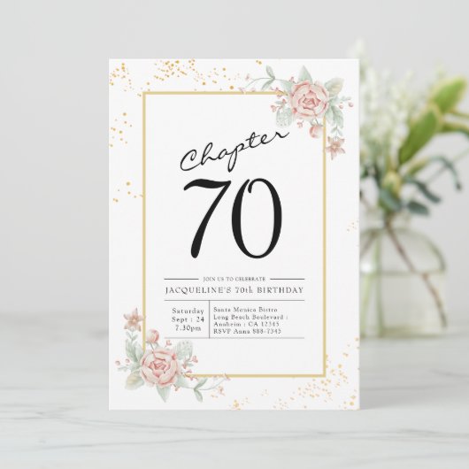 70誕生日赤面フローラ 招待状 (スタンド正面)