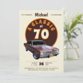 70誕生日車クラシックおもしろいレトロヴィンテージ 招待状 (スタンド正面)