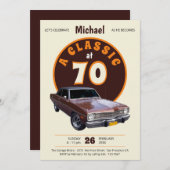 70誕生日車クラシックおもしろいレトロヴィンテージ 招待状 (正面/裏面)