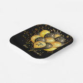 70誕生日金ゴールドとブラックバルーングリッター昼寝 ペーパープレート (傾斜あり)