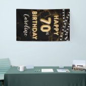 70誕生日金ゴールドバルーンライトブラック誕生日 横断幕 (トレードショー)