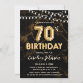 70誕生日金ゴールドバルーン誕生日招待状 招待状 (正面)